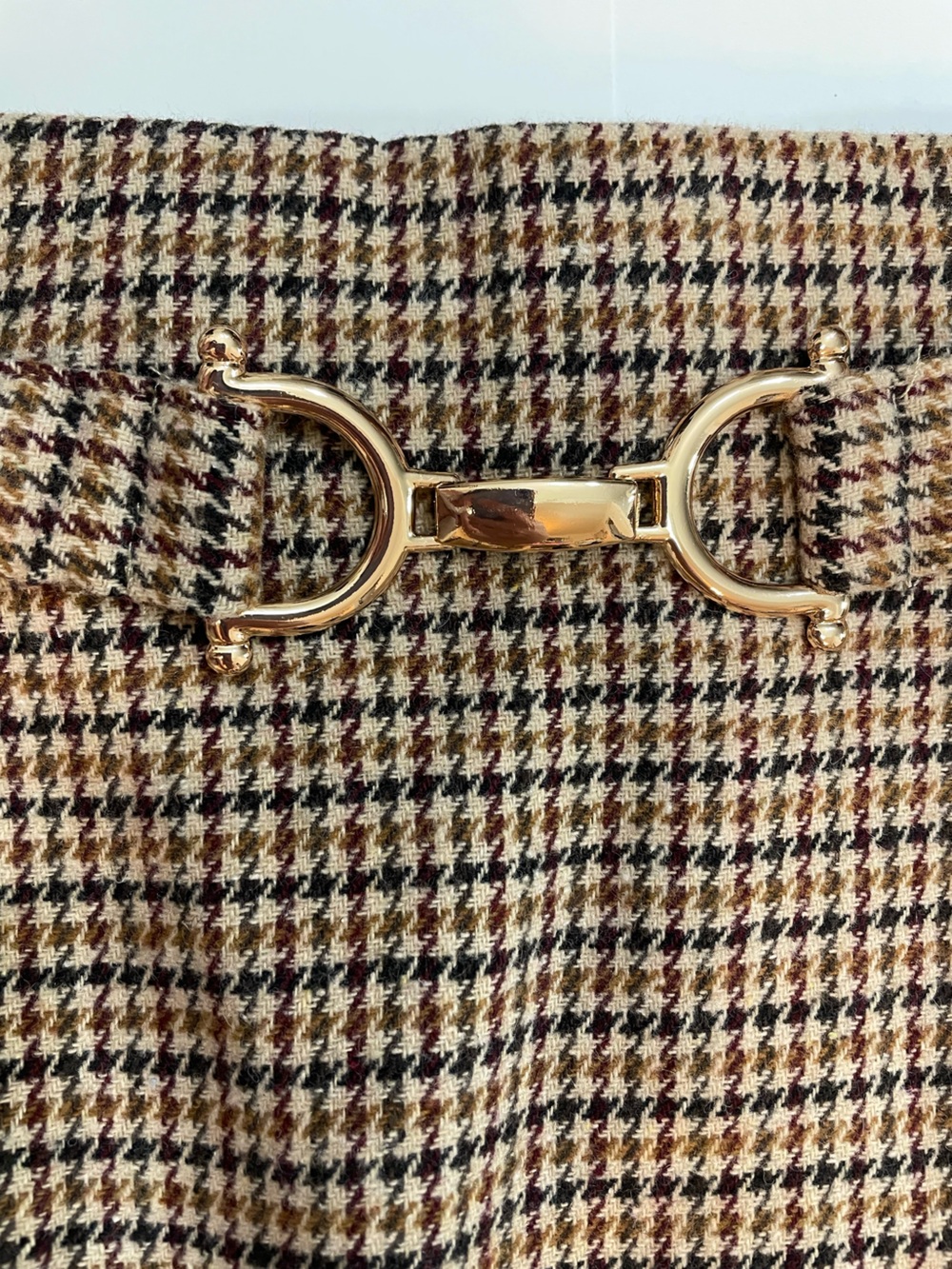 New SHEIN Brown/Tan/Cream Houndstooth A-line Mini Skirt with Matching Belt 3XL - Picture 3 of 6